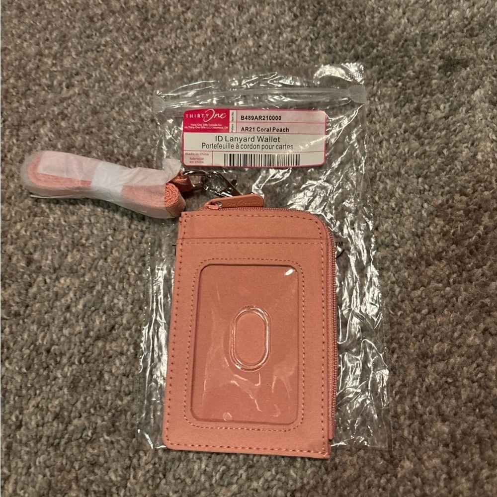 Thirty-One Coral ID Lanyard Wallet